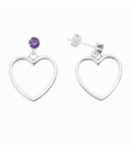 Pendinte Plata Corazon Circonita Morada Precio Par
