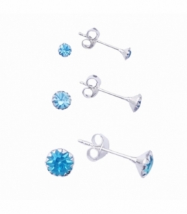 Pendiente Brillante Azul Engarzado Precio Par