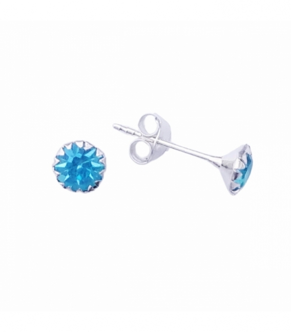 Pendiente Brillante Azul Engarzado Precio Par