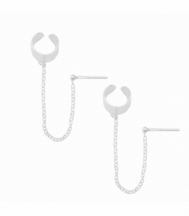 Cartilage Argent Lisse avec Chaîne Prix Paire
