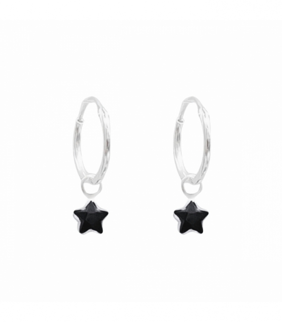 Aro Plata con Estrella Circonita 12mm. Precio par