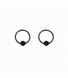 Aro Piercing Plata 9mm Bola 3mm Esmalte Negro Precio par