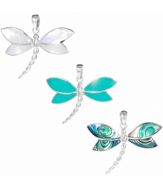 Pendentif Argent Libellule Pierre 15mm
