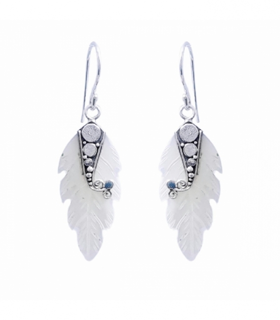 Pendiente Plata Hoja Nacar Filigrana 25mm Precio Par