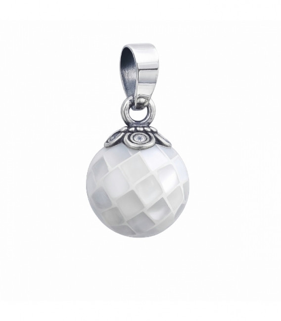 Pendentif Argent Appeleur d'Ange Nacre Ø15mm