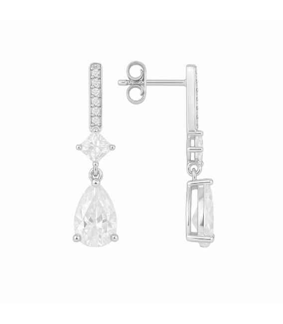 Pendiente Plata Circonita Rodiado 24mm Precio Par