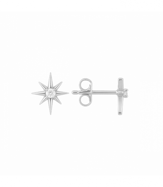 Pendiente Plata Estrella Circonita Rodiado 7mm Precio Par
