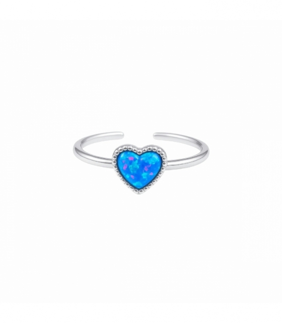 Anillo Plata Corazon Opalo Azul