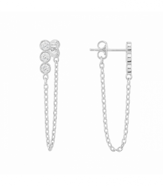 Pendiente Plata Circonitas Cadena Rodiado 36mm Precio Par