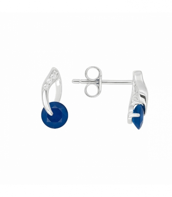 Boucles d’oreilles Argent Ziconium Bleu Rhodium 10mm Prix Paire