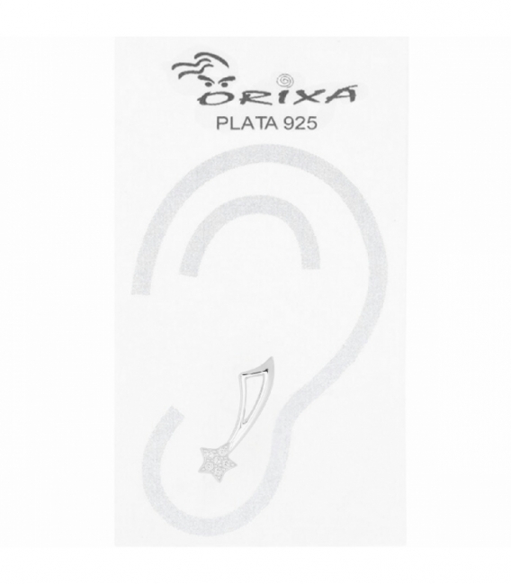 Pendiente Plata Trepador Estrella Circonita Rodiado 15mm Precio Par