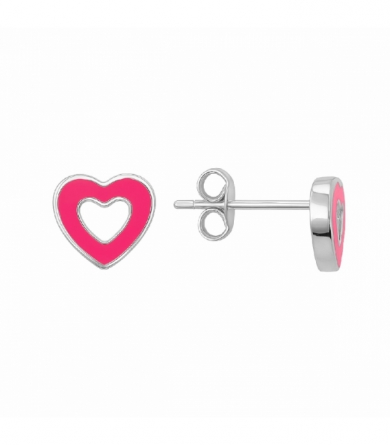 Pendiente Plata Estrella Corazon Rosa Rodiado 7mm Precio Par