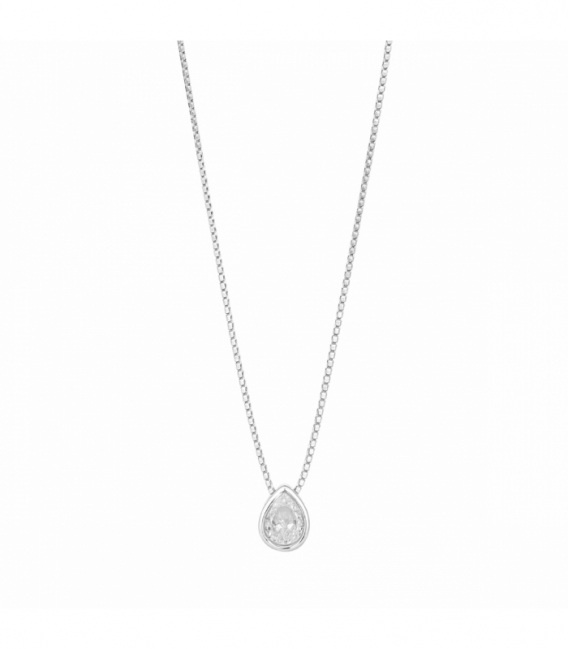 Gargantilla Plata Lagrima Circonita Rodiada 40+5cm