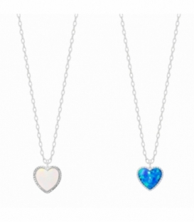 Collier Argent Coeur Opale 40+5cm