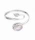Anillo Plata Piedra Hoja Ajustable