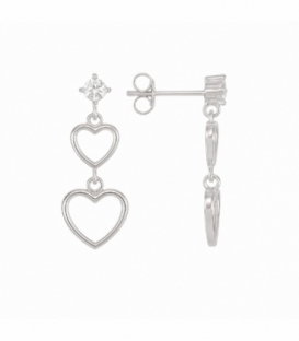 Pendiente Plata Corazones Circonita 20mm