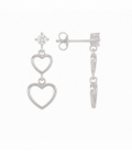 Pendiente Plata Corazones Circonita 20mm