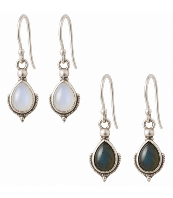 Pendiente Plata Piedra 19mm Precio Par