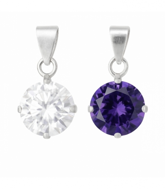 Colgante Plata Circonita Engarzado Ø8mm