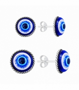 Pendiente Plata Ojo Turco 8mm