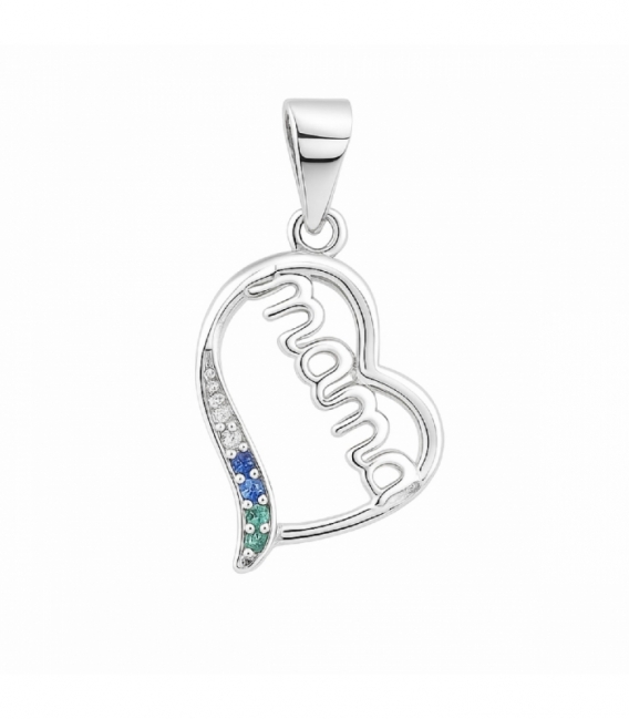 Colgante Plata Mama Corazon Circonita Rodiado 16mm