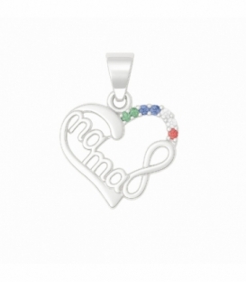 Colgante Plata Mama Infinito Circonita Rodiado 14mm