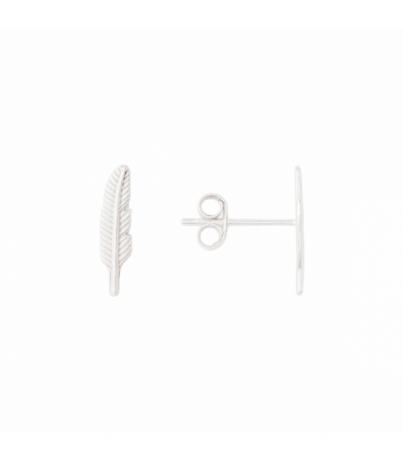 Pendiente Plata Pluma 14.5mm Precio Par