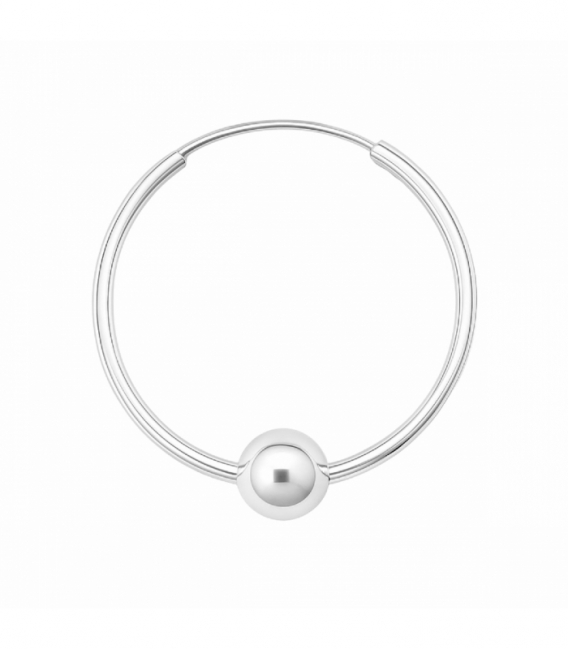 Créoles Argent Bali 35 x 2 mm Boule 8mm Prix Paire