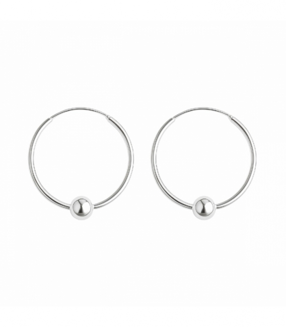 Créoles Argent Bali 22 X 1.5mm Boule 5mm Prix Paire