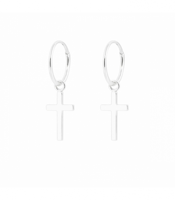 Aro Plata con Cruz 12mm Precio Par