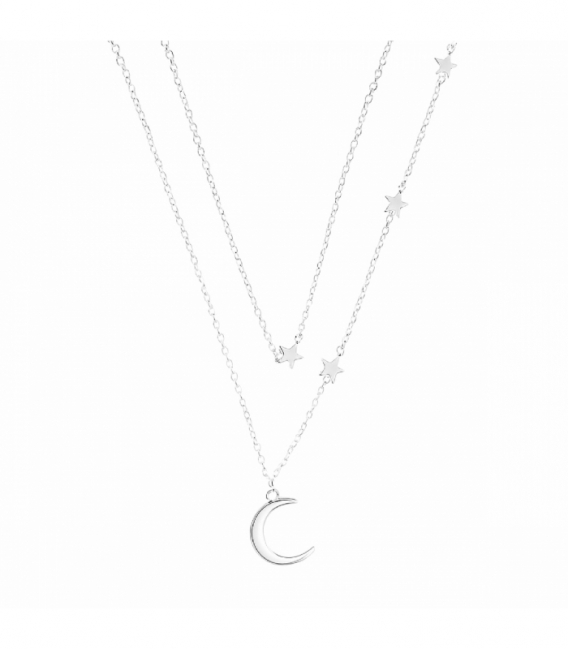 Gargantilla Plata Estrella y Luna 40+3,5cm