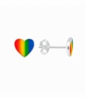 Pendiente Plata Corazon Arcoiris Precio Par