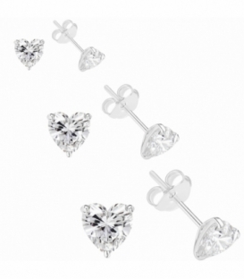 Pendiente Plata Circonita Corazon 3mm. Precio par