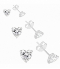 Pendiente Plata Circonita Corazon 3mm. Precio par