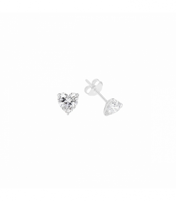 Pendiente Plata Circonita Corazon 3mm. Precio par