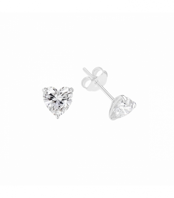 Pendiente Plata Circonita Corazon 3mm. Precio par