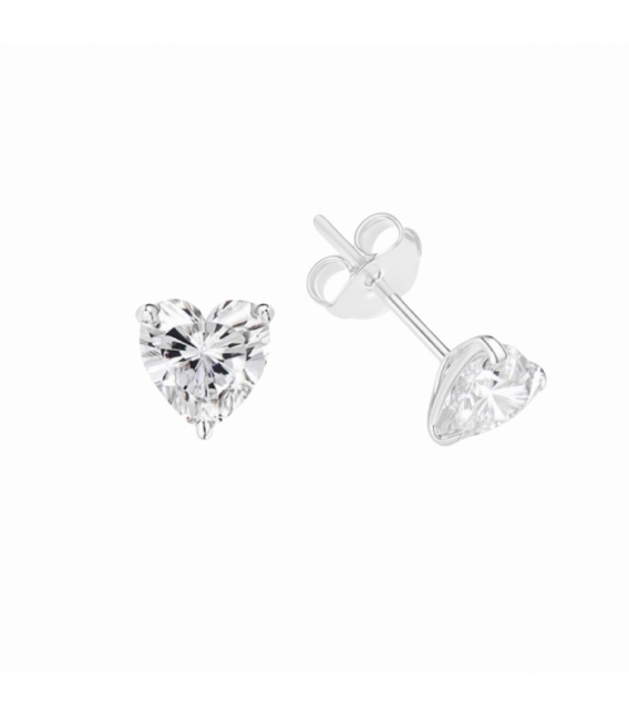 Pendiente Plata Circonita Corazon 3mm. Precio par