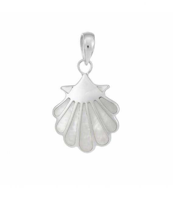 Colgante Plata Concha Piedra18mm