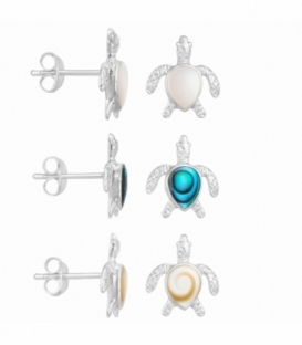 Pendiente Plata Tortuga Piedra 13mm Precio Par