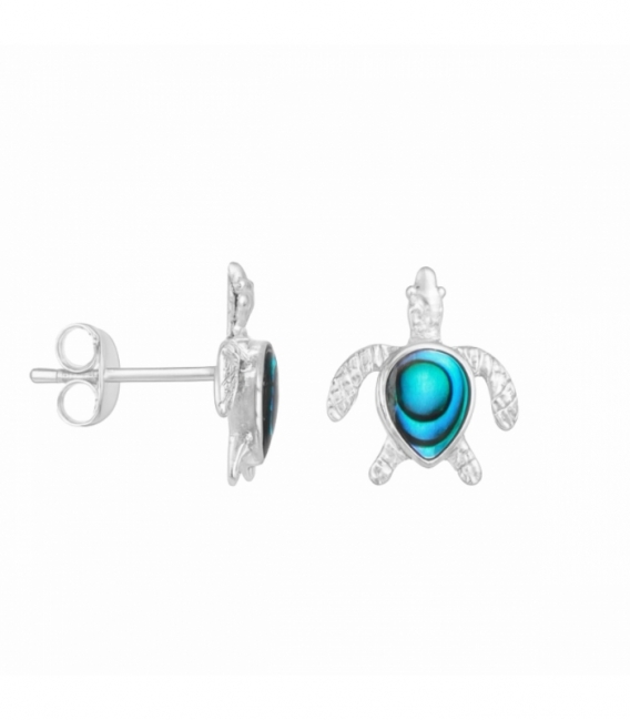 Pendiente Plata Tortuga Piedra 13mm Precio Par