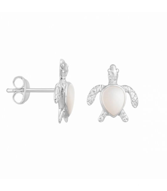 Pendiente Plata Tortuga Piedra 13mm Precio Par