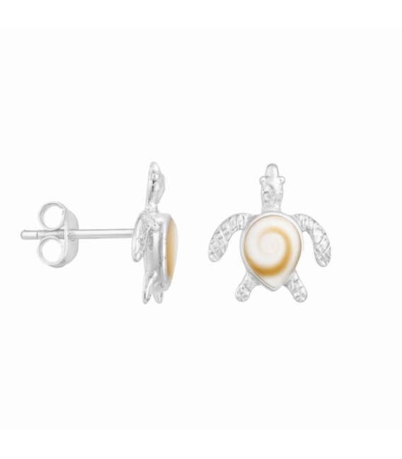 Pendiente Plata Tortuga Piedra 13mm Precio Par
