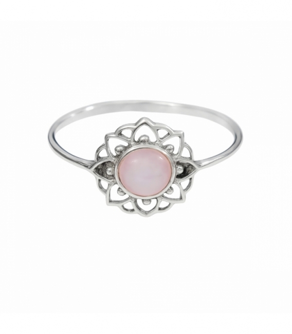 Anillo Plata Mandala Nacar Rosa