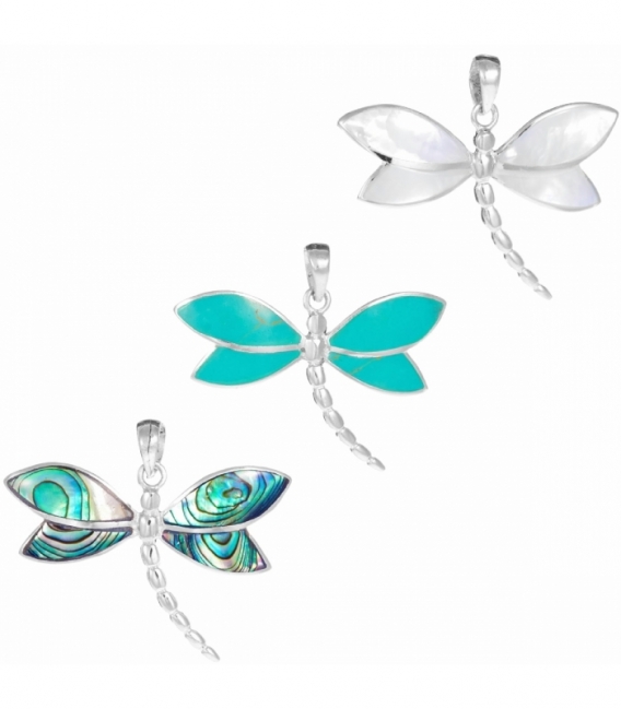 Pendentif Argent Libellule Pierre 15mm