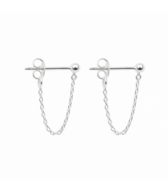 Pendiente Plata Cadena Bola Precio Par