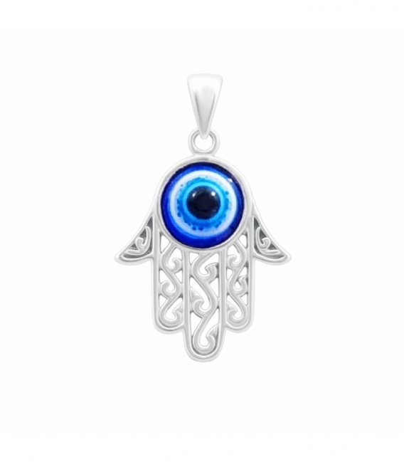 Colgante Plata Mano Fatima con Ojo 24mm