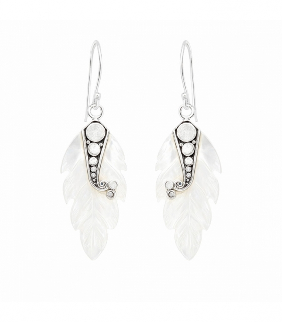 Boucle d'oreille Argent Feuille Nacre Filigrane 25mm Prix Paire