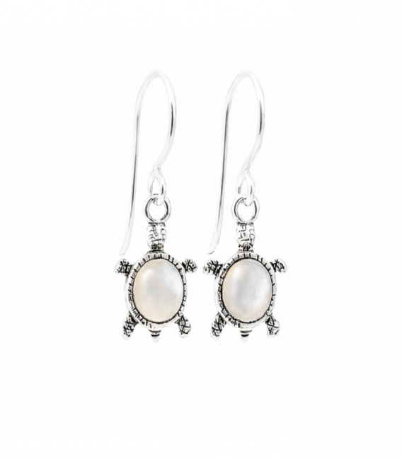 Pendiente Plata Tortuga Piedra 13mm Precio Par