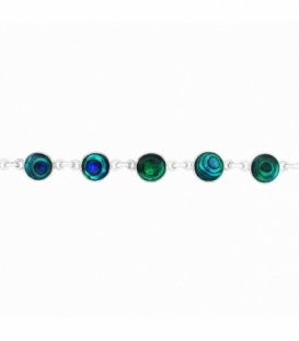 Pulsera Plata Abalon 10 Piedras Ø8mm 17+3cm