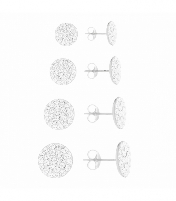 Pendiente Plata Strass Blanco Precio Par